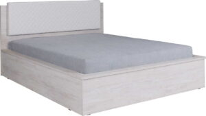 MDC Manželská postel 180/200 Devon - Bílý dub + bílá prošívaná aplikace